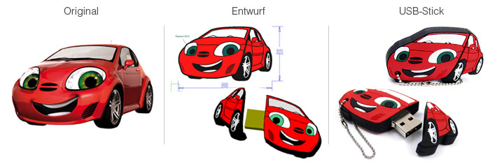 USB-Stick in der Form eines Auto Maskottchens