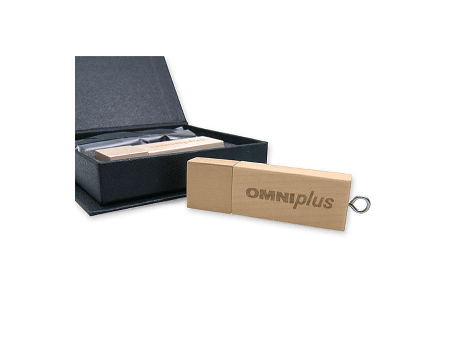 Omni plus Holz USB-Stick mit Logo Gravur