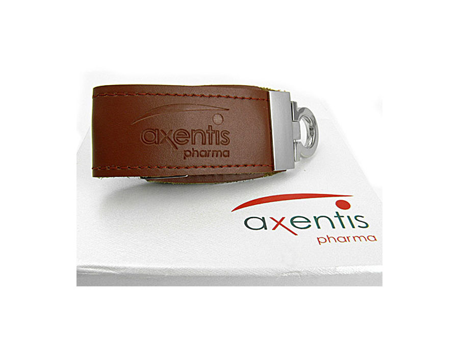 USB Stick aus Leder mit Geschenkverpackung mit Logodruck