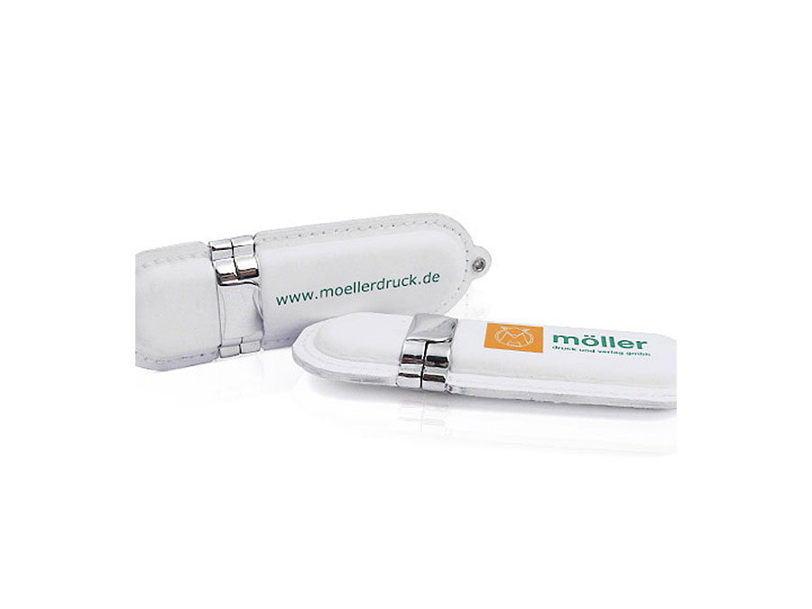 LEDER USB-Stick mit Branding farbig bedruckt