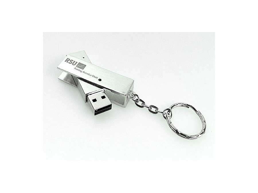 Ausklapp USB-Stick mit Schlüsselring Logo graviert