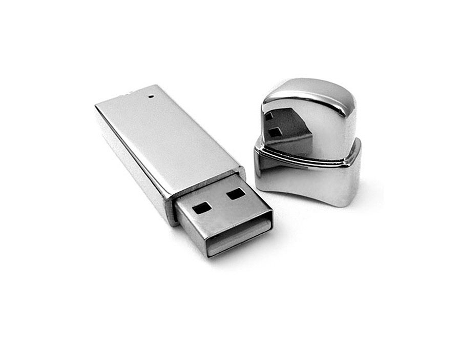 Chromter spiegelnder USB-Stick aus Metall