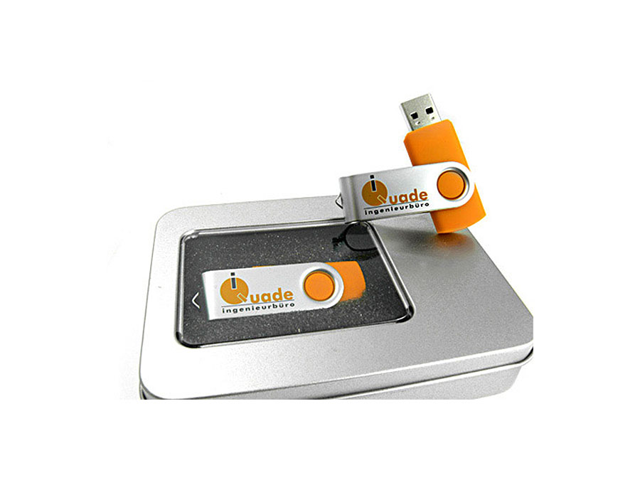 Metall Swing USB Stick buegel orange logo