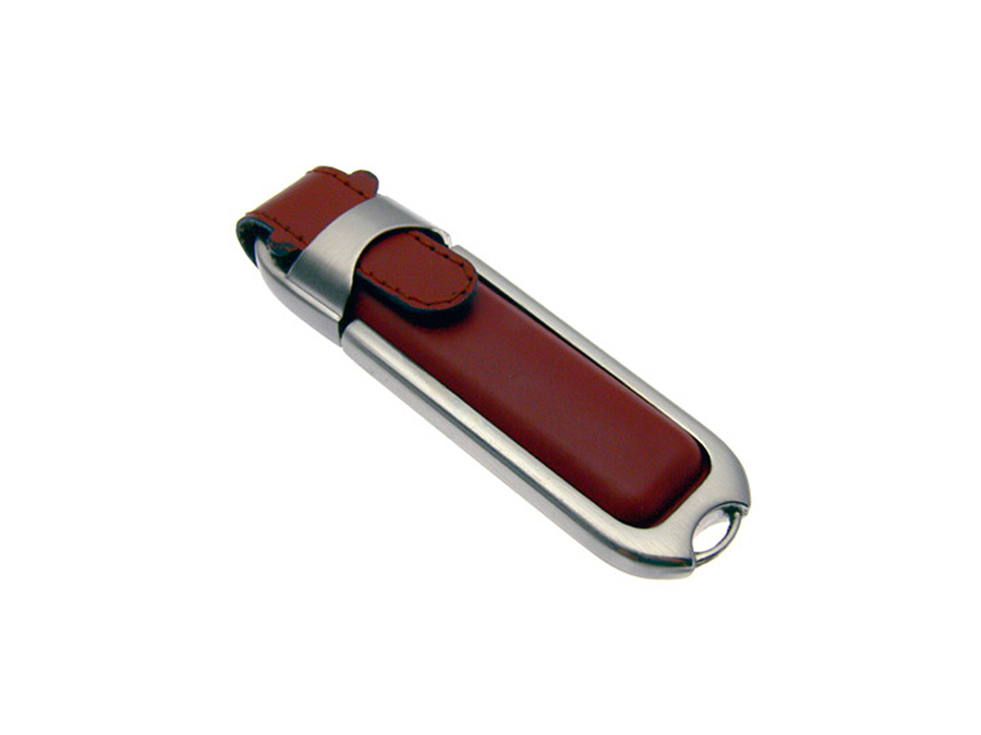 USB-Stick aus Leder mit Logo in Lederprägung als Werbegeschenk mit Geschenkbox