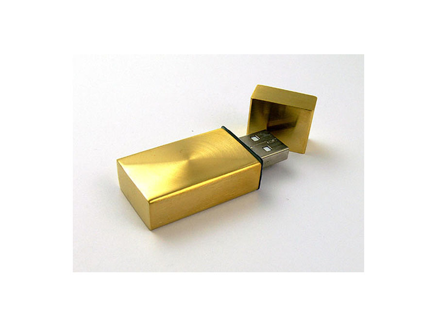 Goldiger USB-Stick mit Logo bedruckbar oder gravierbar
