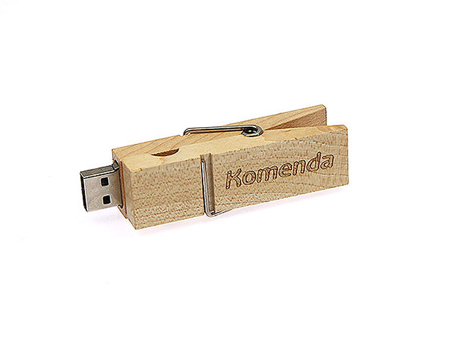 USB-Stick Holzwäscheklammer mit Logo