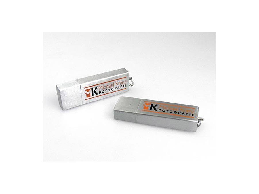 Metall USB-Stick mit zweifarbigem Logo-Aufdruck