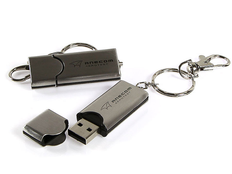 MEtall USB-Stick mit Logo Gravur und Karabiener