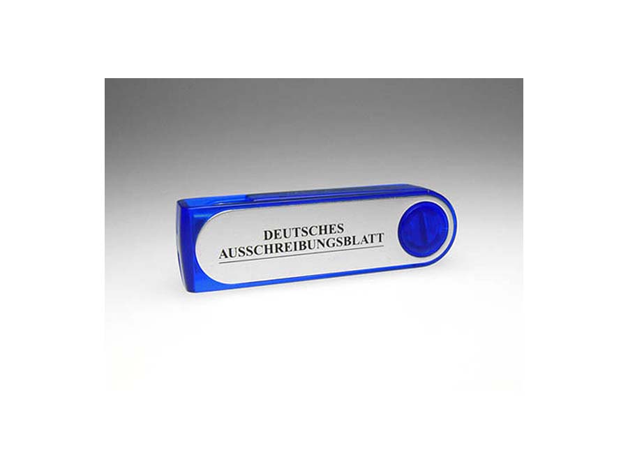 Alu USB Stick blau mit Aufdruck zum drehen
