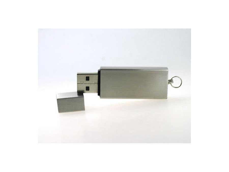 Metall USB-Stick mit Deckel schlicht matte Oberfläche mit Logodruck als Give Away