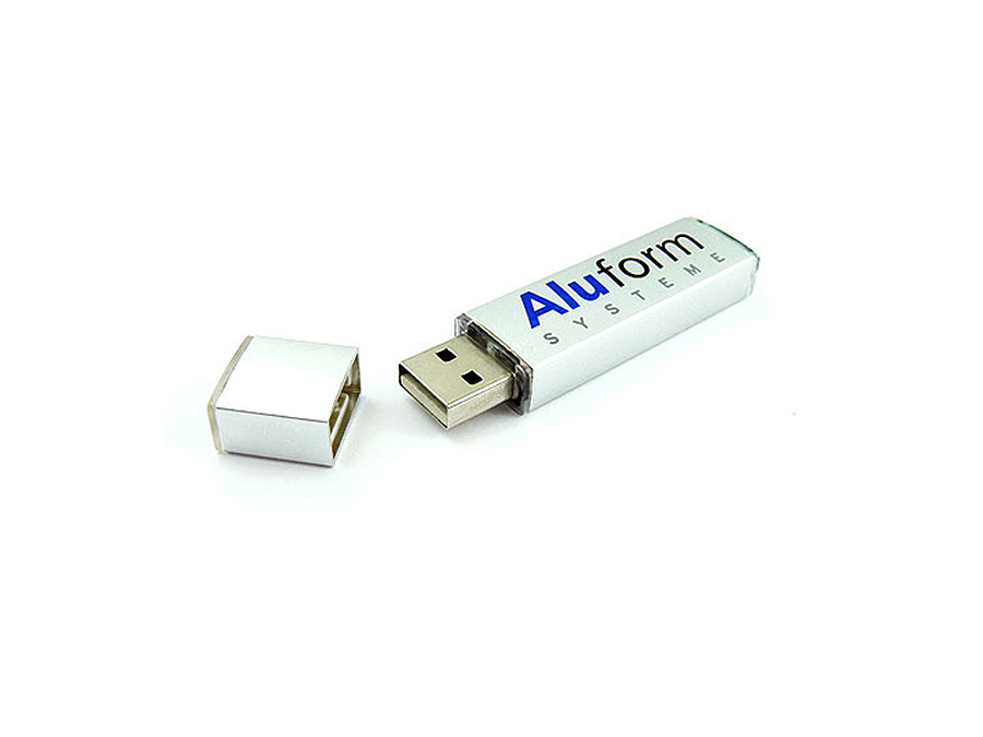 aluform alu usb stick werbetraeger mit Logo zweifarbig bedruckt