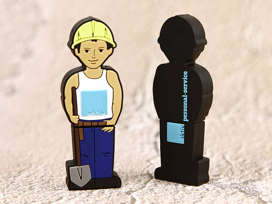 bau arbeiter usb stick mit logo in sonderform