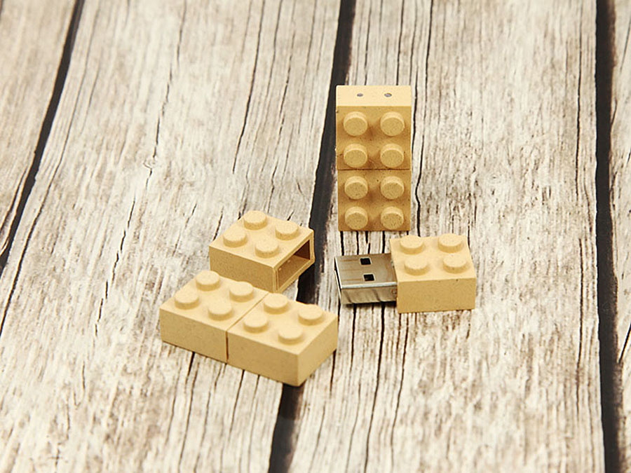 Baustein USB-Stick ähnlich wie Lego aus umweltfreundlichen PLA Material