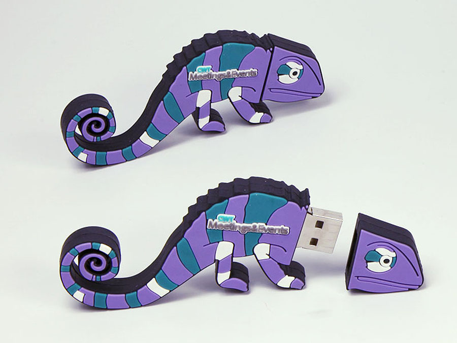 chamäleon Echse Eidese USB-Stick in vielen bunten Farben in Wunschform eines Logos