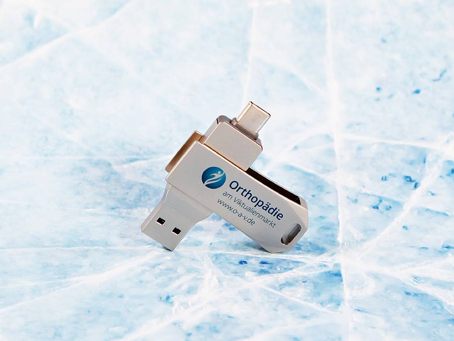 USB-Stick in modernem Design, mit hochwertigem Gehäuse und Platz für individuelle Logo-Drucke. Ideal für Werbezwecke.