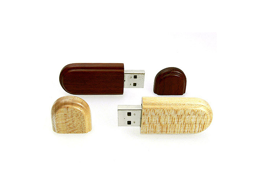 Holz USB Stick Buche hell und Nussbaum mit Logo