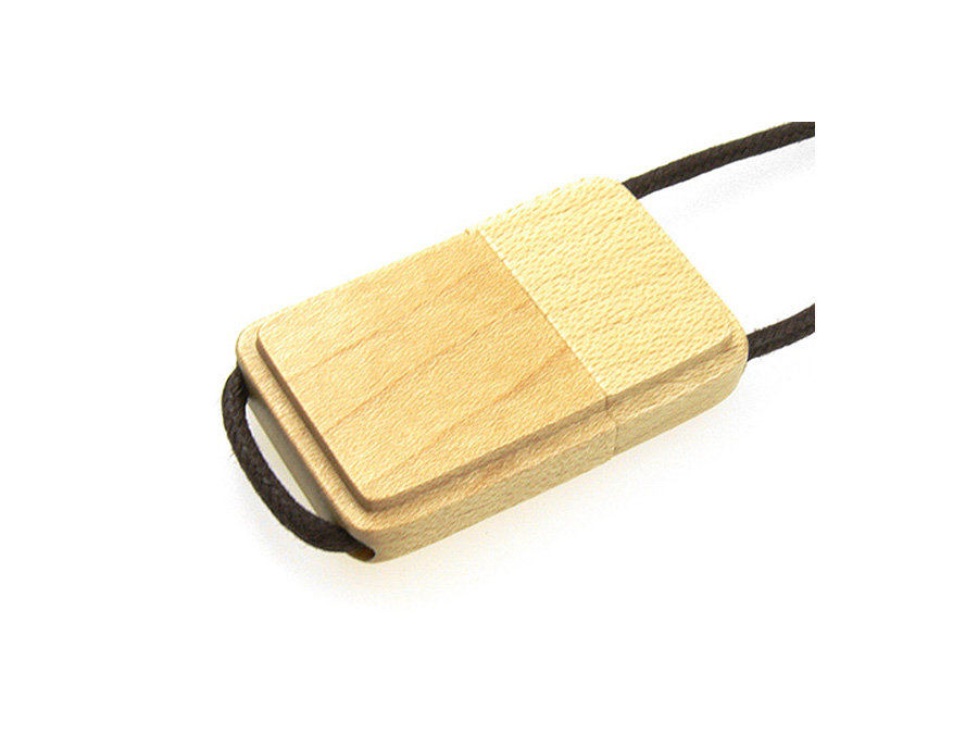 Holz USB Stick mit Logo und Umhängebändchen für Kongresse