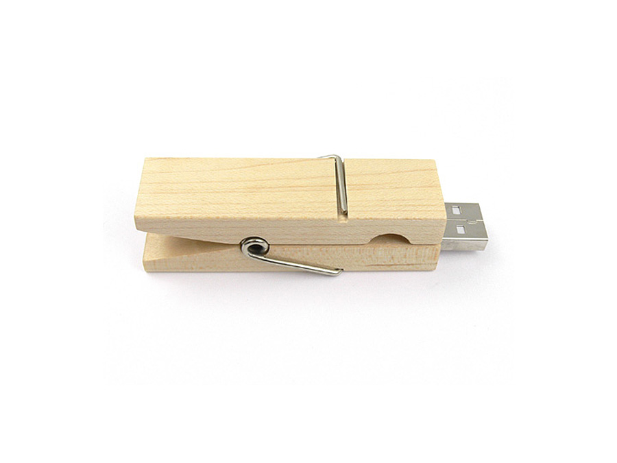 Hochwertiger Holz USB-Stick als Wäscheklammer