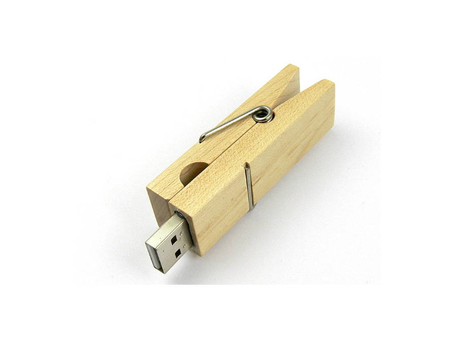 Hochwertiger Holz USB-Stick als Wäscheklammer