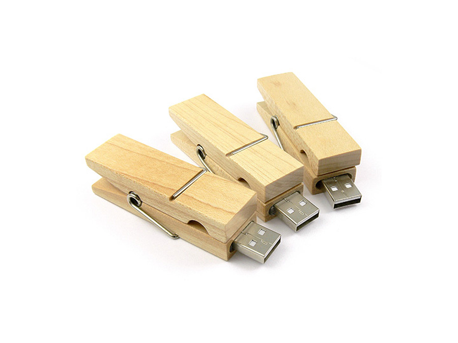 Hochwertiger Holz USB-Stick als Wäscheklammer