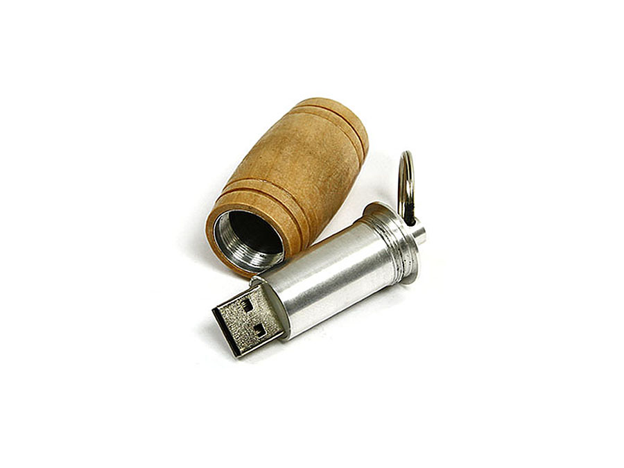 Holzfass USB-Stick mit Logo