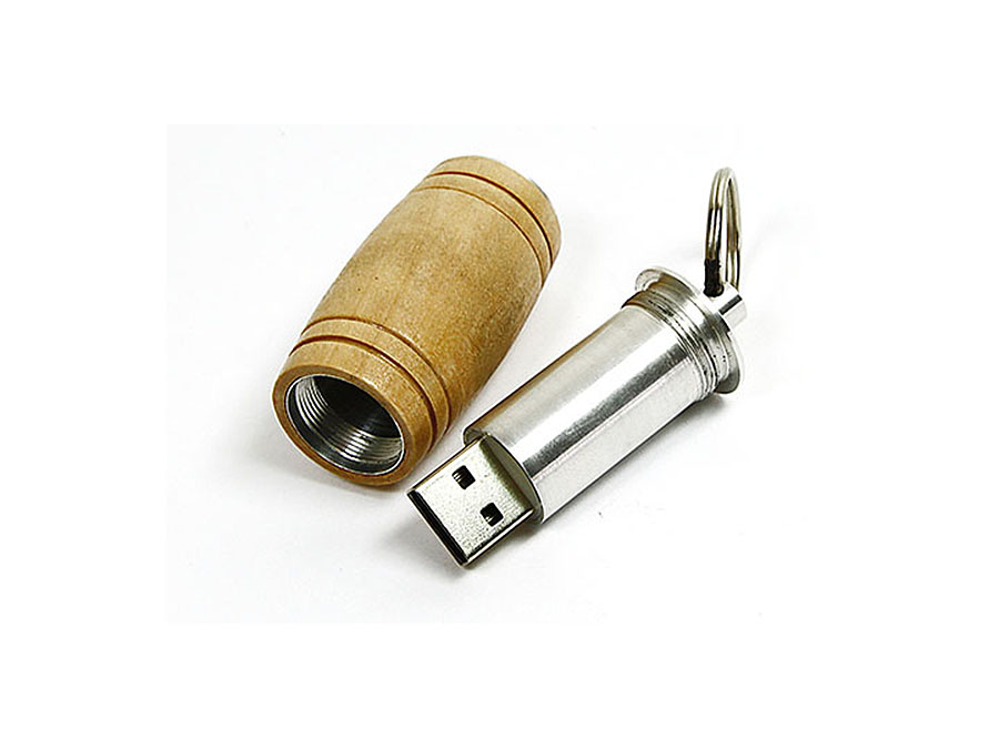 Holzfass USB-Stick mit Logo