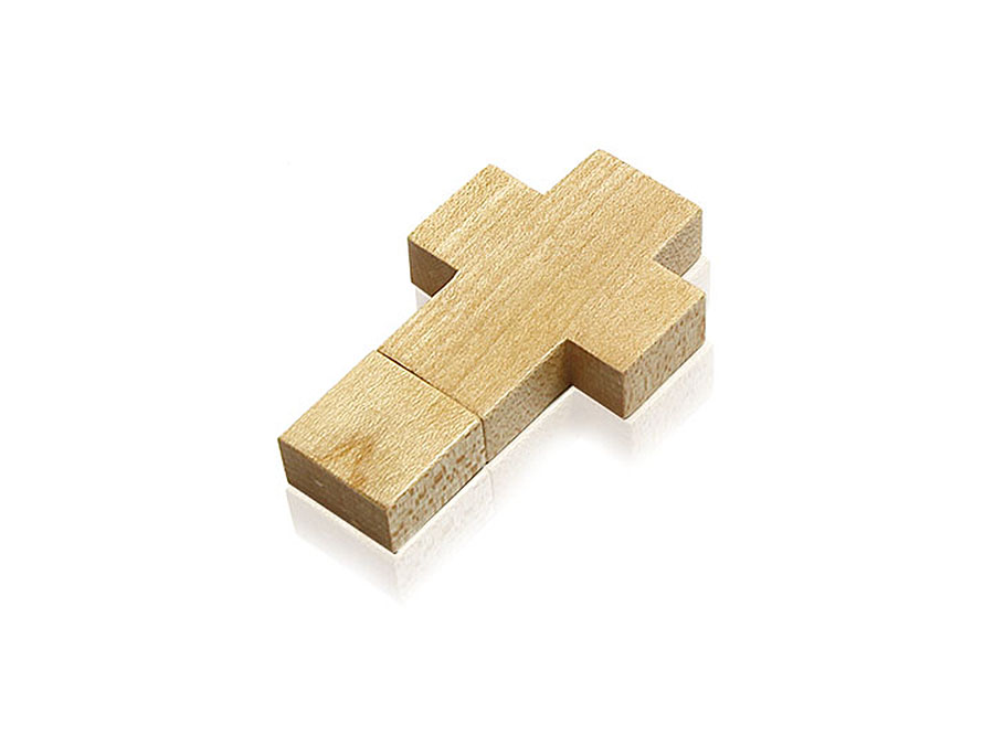 Holz Kreuz USB-Stick mit Logo