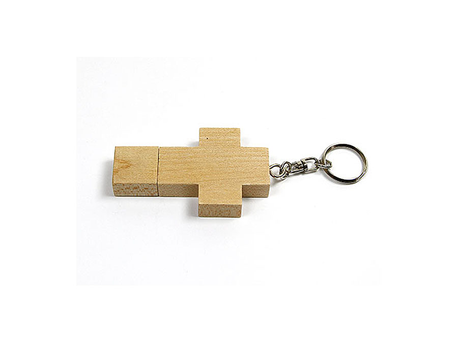 Holz Kreuz USB-Stick mit Logo