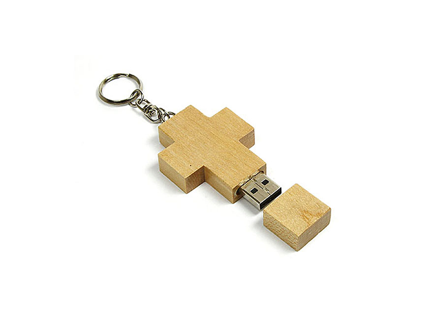 Holz Kreuz USB-Stick mit Logo