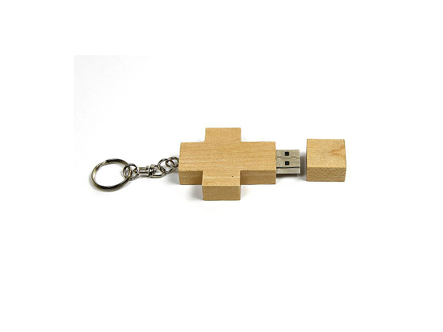 Holz Kreuz USB-Stick mit Logo