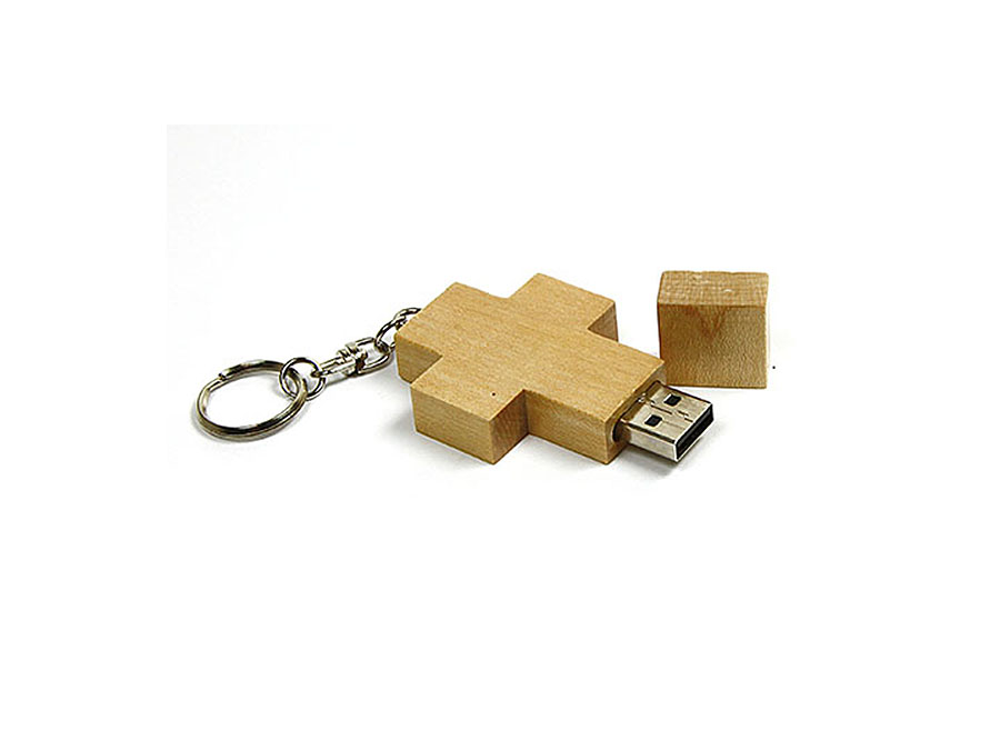 Holz Kreuz USB-Stick mit Logo