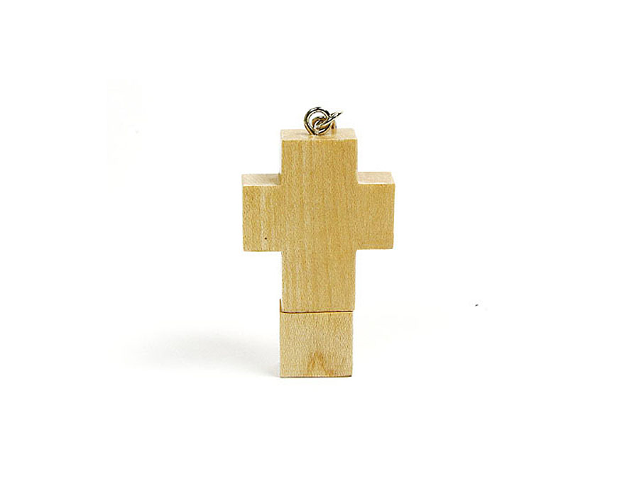 Holz Kreuz USB-Stick mit Logo