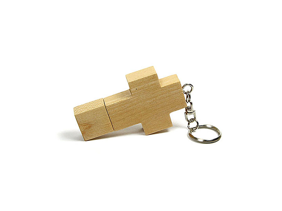 Holz Kreuz USB-Stick mit Logo