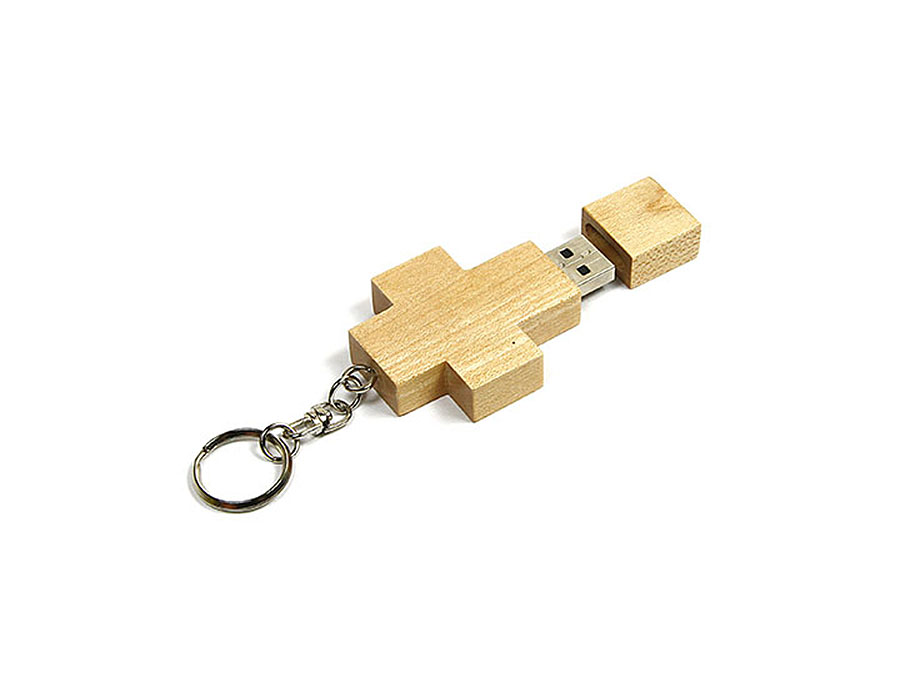 Holz Kreuz USB-Stick mit Logo