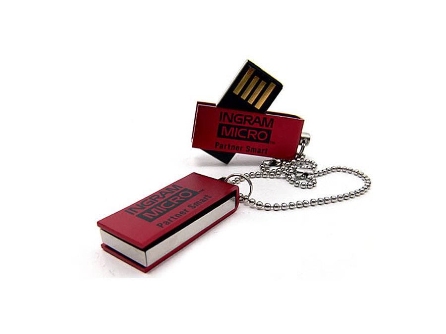 ingram Micro Mini USB-Stick in Rot mit einfarbigen Logodruck