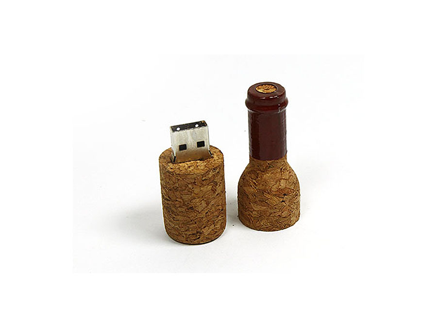 USB-Stick Weinflasche aus Kork mit Logo