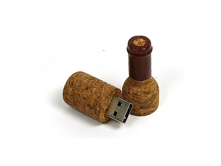 USB-Stick Weinflasche aus Kork mit Logo