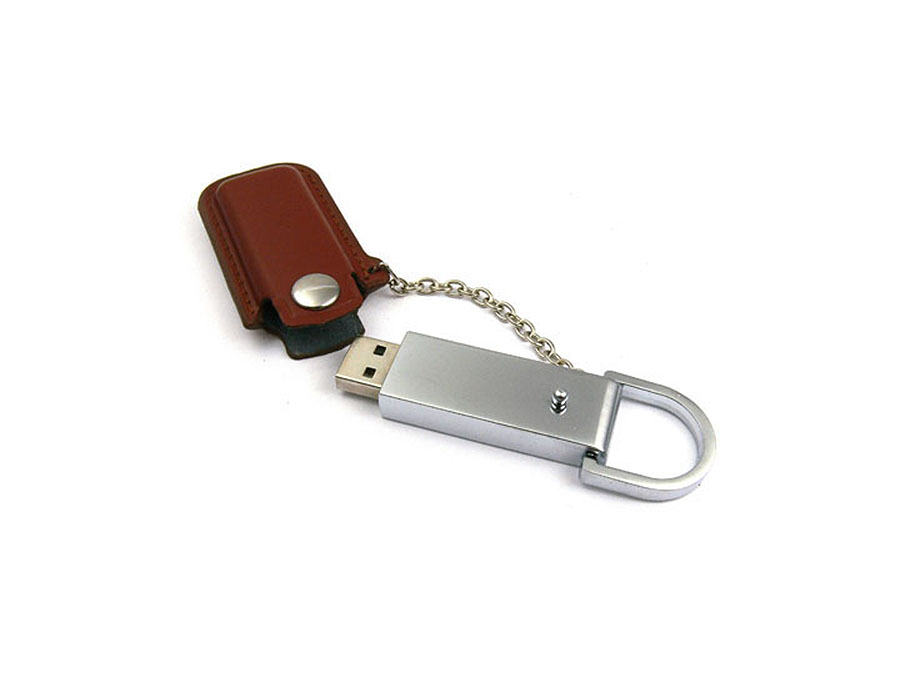 Metall USB-Stick mit Ledertasche und Kette