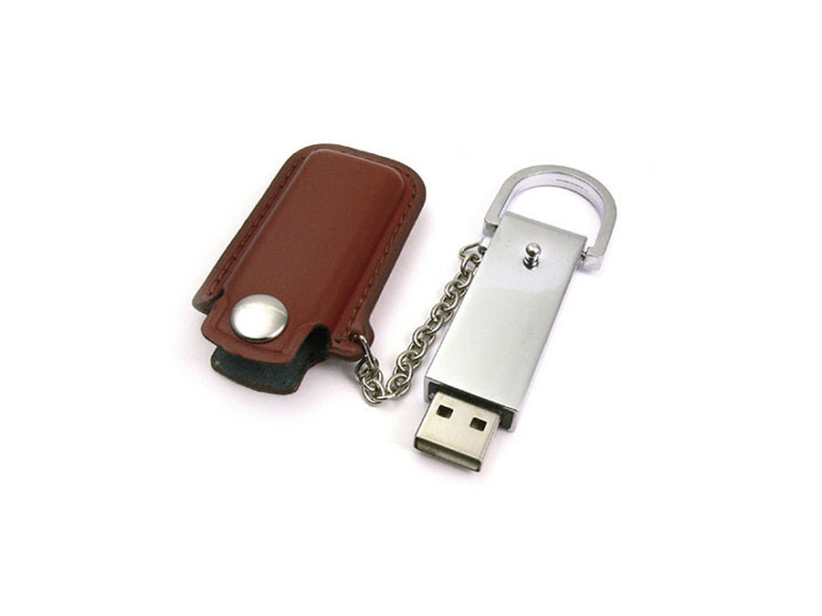 Metall USB-Stick mit Ledertasche und Kette