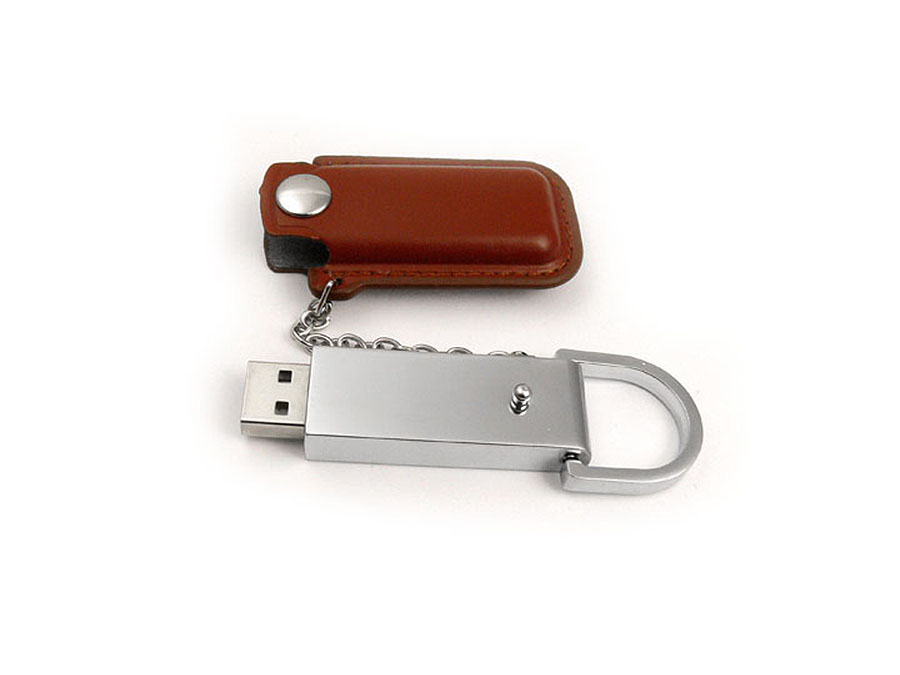 Metall USB-Stick mit Ledertasche und Kette