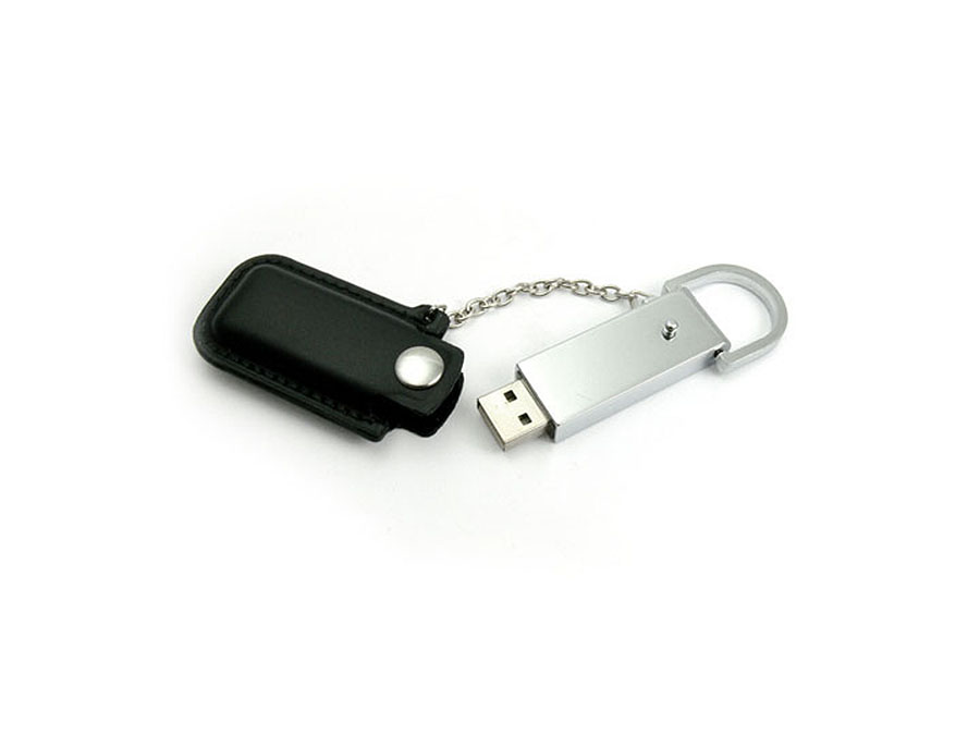 Metall USB-Stick mit Ledertasche und Kette