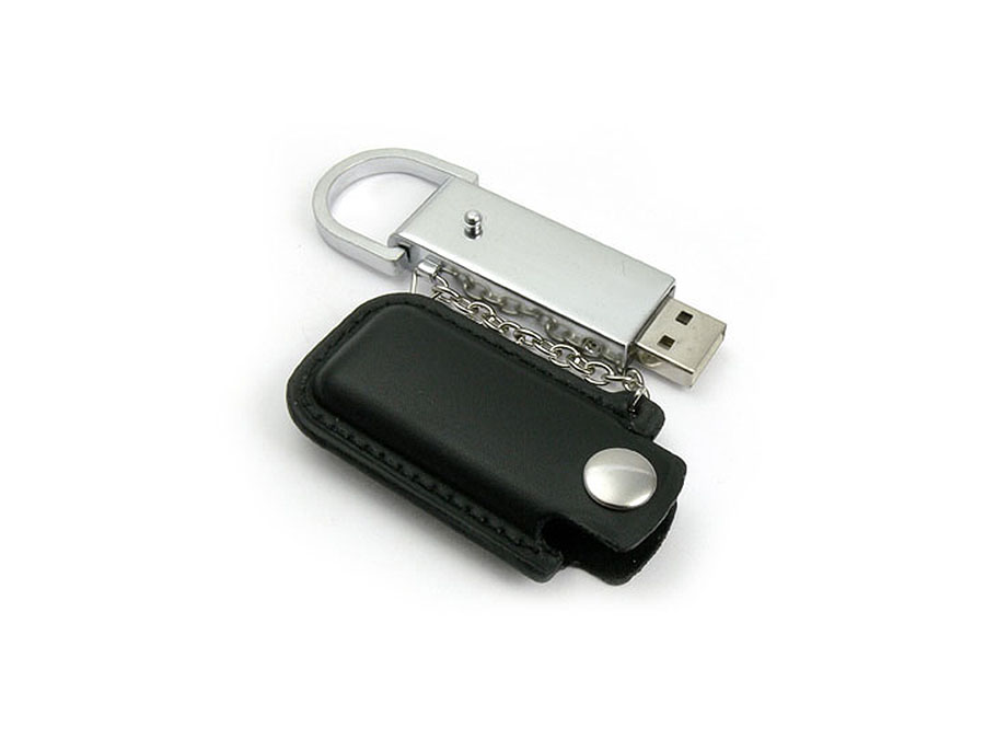 Metall USB-Stick mit Ledertasche und Kette