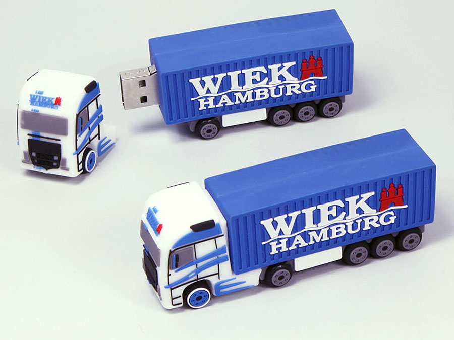 LKW Transporter mit container Seecontainer und Logo als USB-Stick