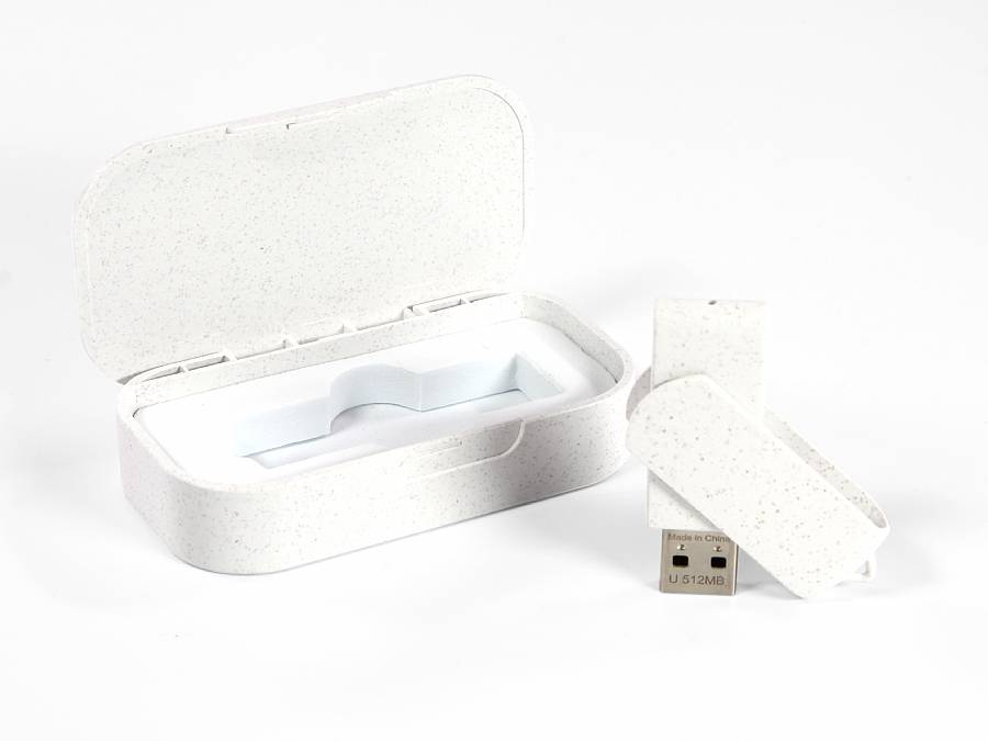 Nachhaltiger USB-Stick im umweltfreundlichen Gehäuse, ideal für individuelle Branding-Möglichkeiten und Werbezwecke.
