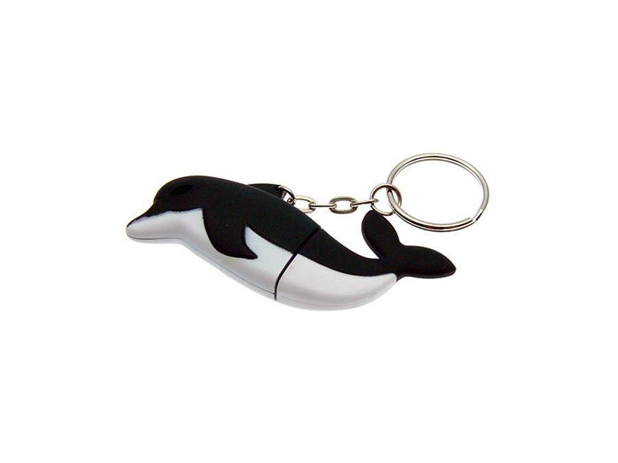 Lustiger Delfin USB-Stick mit Logo mit Schlüsselring