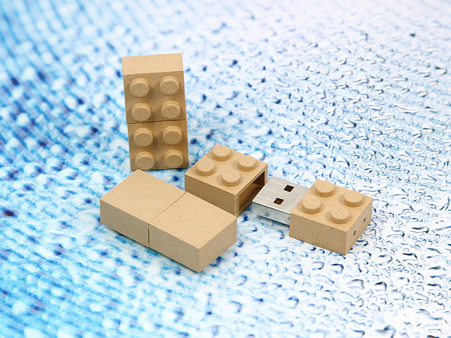 Ökologischer Werbeartikel Baustein USB-Stick