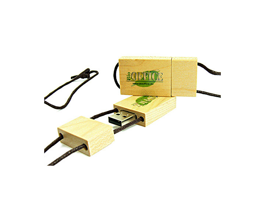 Holz USB Stick hellbraun mit Logodruck