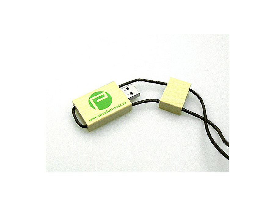 Proebstl Holz USB Stick hellbraun mit einfarbigen Logodruck