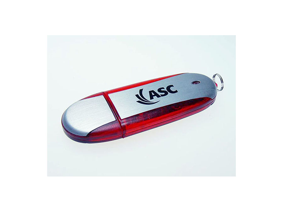 Roter Metall USB-Stick mit ASC Logo bedruckt