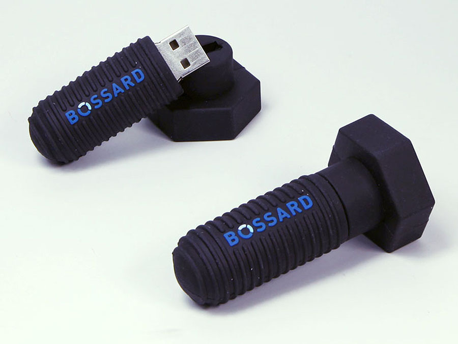 Schraube mit Gewinde und Logo als USB-Stick